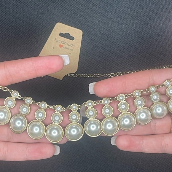 Jewelry - Handmade Gold and Cream Pearl Necklace